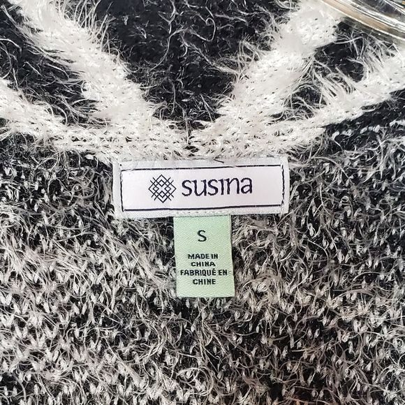 New SUSINA Zebra Black and White Cardigan Small - Picture 5 of 6